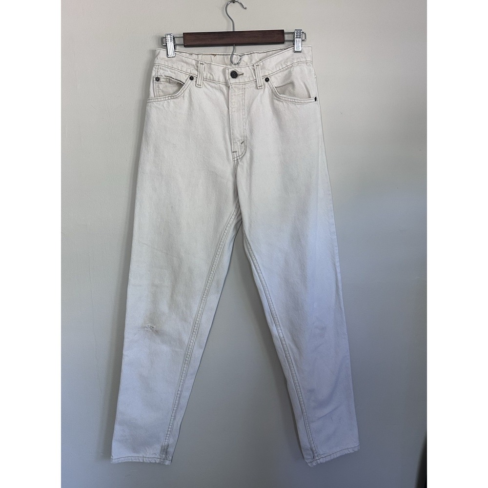 Vintage '92 Levi's 550 Jeans 30x32 (28x31) Cream 90s Made in USA Orange‎ Tab
